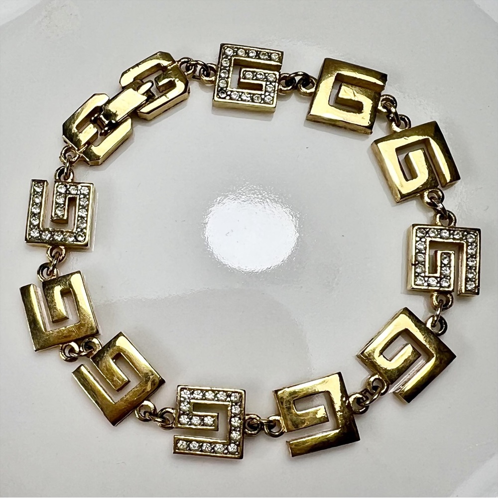Givenchy Crystal & Gold Plated Logo Bracelet - Picture 3 of 6